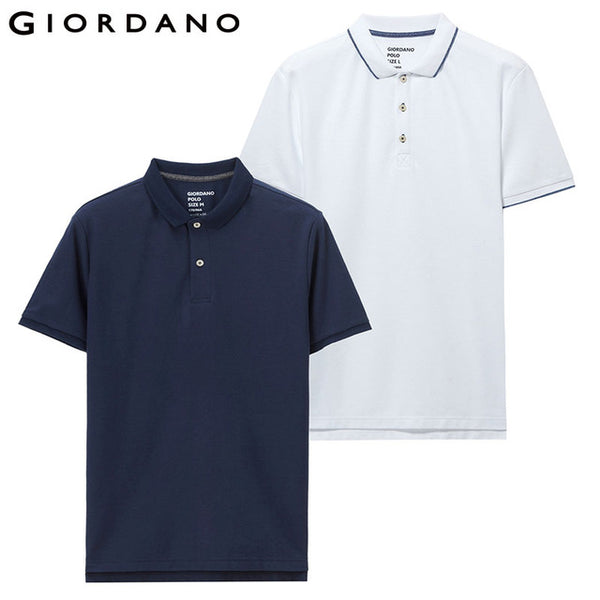 Giordano Men Polo Shirt 2-Pack Pique Slim Mens Polos Button Placket Short Sleeve Polo Shirt Homme De Marque Solid Summer
