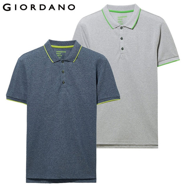 Giordano Men Polo Shirt 2-Pack Pique Slim Mens Polos Button Placket Short Sleeve Polo Shirt Homme De Marque Solid Summer