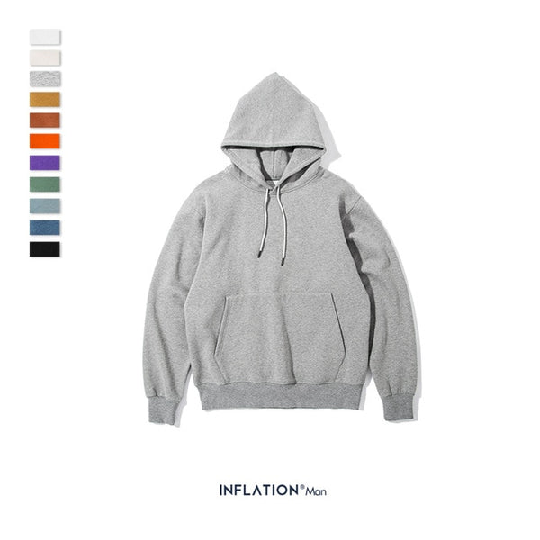 INFLATION 2019 AW Mens Hoodies Thick Fleece Hoodies Hip Hop 11 Colors Pure Hoodies Thick Velvet Fabrics Winter Men Hoodies167W17