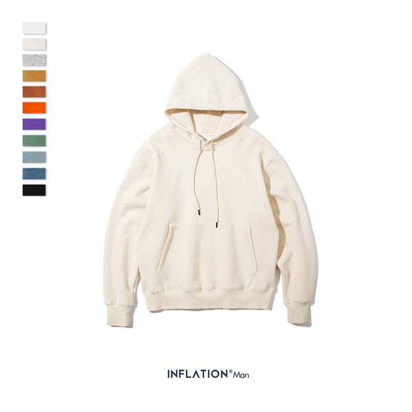 INFLATION 2019 AW Mens Hoodies Thick Fleece Hoodies Hip Hop 11 Colors Pure Hoodies Thick Velvet Fabrics Winter Men Hoodies167W17