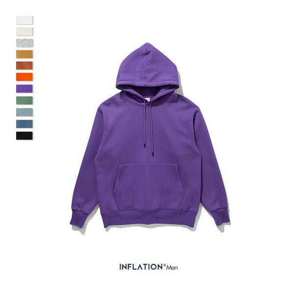 INFLATION 2019 AW Mens Hoodies Thick Fleece Hoodies Hip Hop 11 Colors Pure Hoodies Thick Velvet Fabrics Winter Men Hoodies167W17