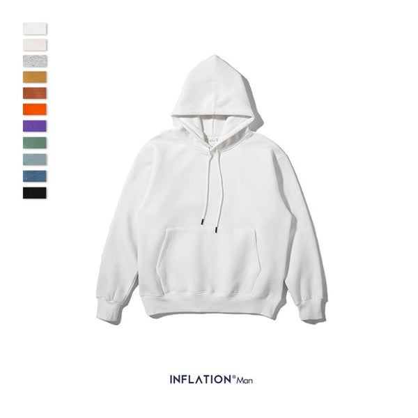 INFLATION 2019 AW Mens Hoodies Thick Fleece Hoodies Hip Hop 11 Colors Pure Hoodies Thick Velvet Fabrics Winter Men Hoodies167W17