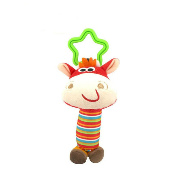 Baby Kids Bearoom Rattle Toys Cartoon Animal Plush Hand Bell Baby Stroller Crib Hanging Rattles Toys Infant Bed Hanging Gift