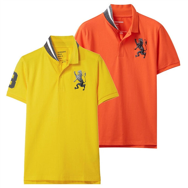 Giordano Men Polo Shirt Pack Of 2 Embroidered Pattern Fashion Polo Men Stretchy Short Sleeve Polos Para Hombre Brand Summer Tops