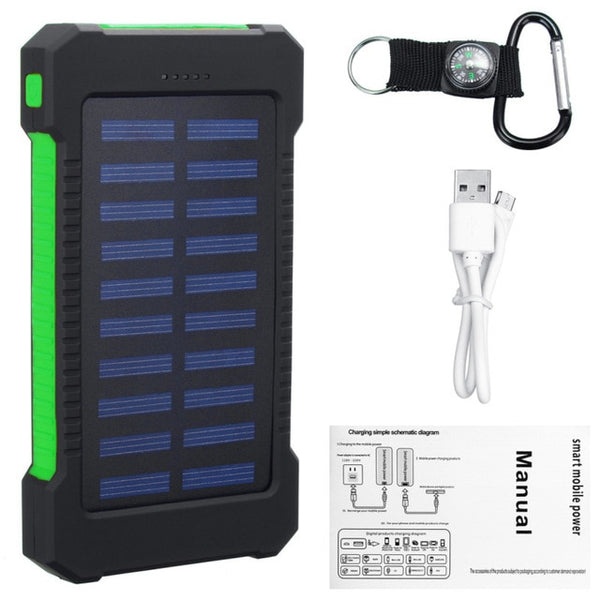 Outdoor 30000mAh Solar Power Bank with LED Light Waterproof Solar Charger Ports External Charger Powerbank for Xiaomi Smartphone