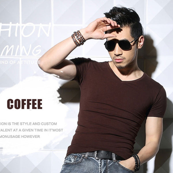 Lycra Men'S T Shirt Short Sleeve T-Shirt O-Neck Slim Solid Color Half Sleeved Tee Shirt 2019 MRMT