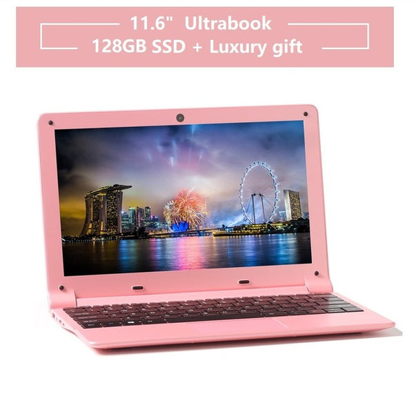 12" windows 10 mini laptop Ultrabook Fast 128GB SSD 4GB intel Quad Core School Computer Pink White Spanish Russian Keyboard