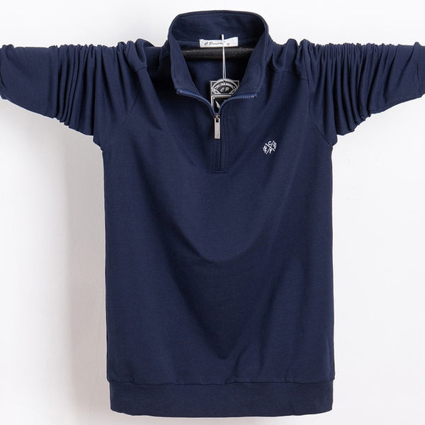 Men Polo Shirt 2019 Pure Cotton Men Business Casual Male Polo Shirt Autumn Long Sleeve Stand Collar Polo Shirt Plus Size 5XL 6XL