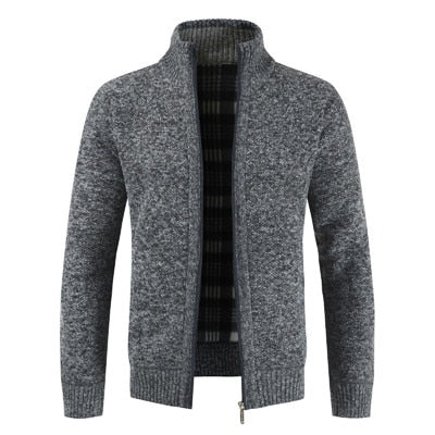 Autumn Winter Cardigan Men Solid Color Full Sleeve Mens Sweaters Thick Warm Fleece Turtleneck Sweater Hombre