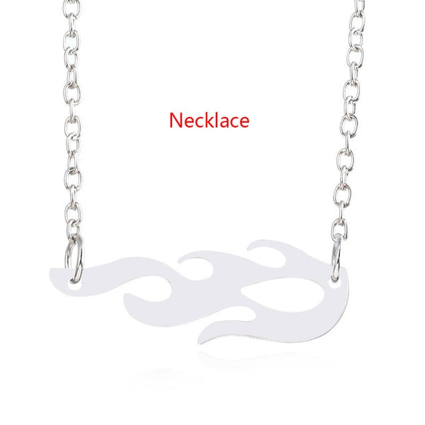 SG Punk Flame Necklaces Clavicle Hip Hop Flame Rock Chain Bracelets Oorbellen Collar Metal Lady Girl Choker Fashion Jewelry