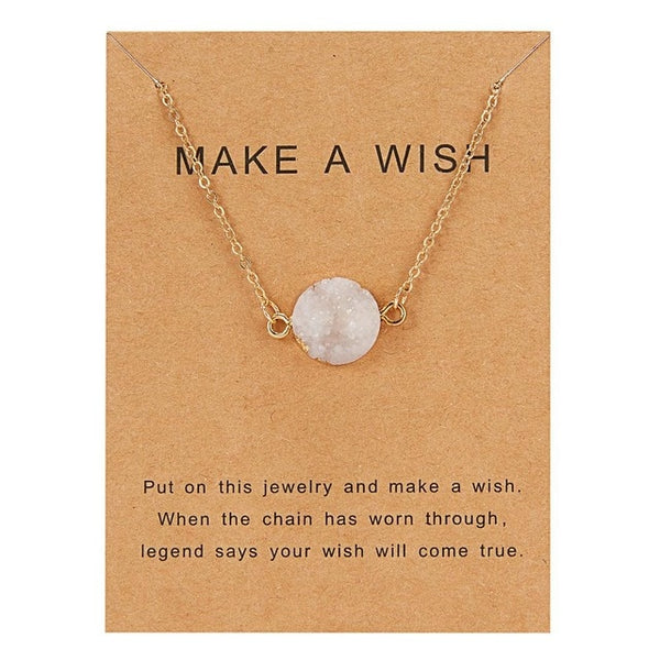 Fashion Tiny Dainty Necklaces for Women Jewelry Natural Resin Stone Round Pendant Gold Color Choker Ethnic Girlfriend Gift