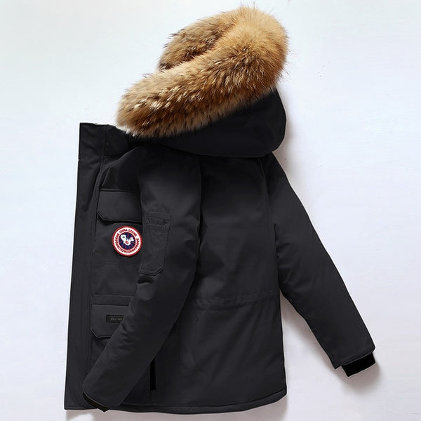 2019 Winter Men Thickness Canada Down Parkas Jackets Outwear Coat Raccoon Fur Collar Hoodies Military Outdoor Overcoat
