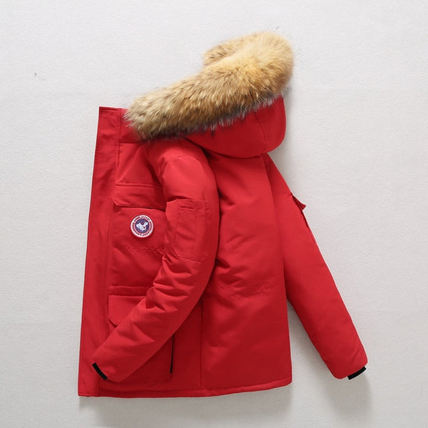 2019 Winter Men Thickness Canada Down Parkas Jackets Outwear Coat Raccoon Fur Collar Hoodies Military Outdoor Overcoat