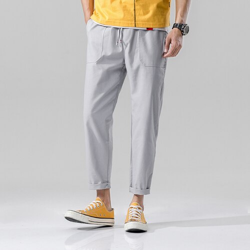 Khaki Fitness Casual Streetwear Straight Pant Hip hop Oversized Japanese Trousers Men Fashion Joggers Harem Pants Autumn Cotton