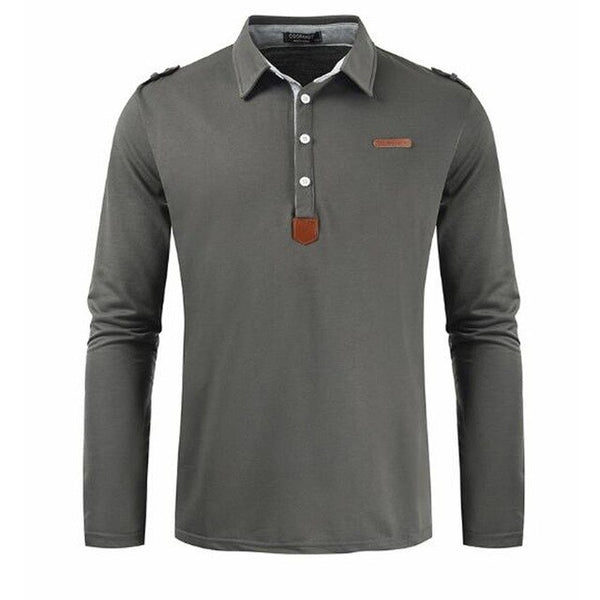 New Brand Men's Solid Long Sleeve Polo Shirt Men Autumn Full Sleeve Warm Shirts Casual Pocket Tops Plus Size Turn-down Collar