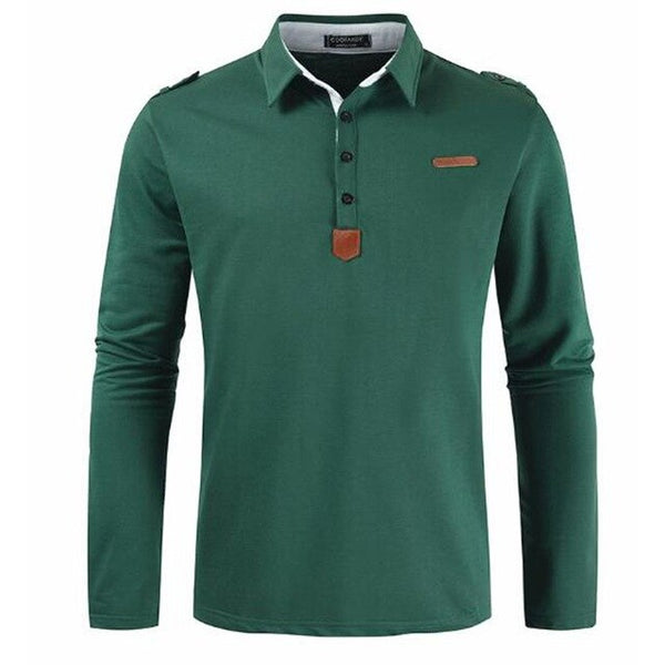 New Brand Men's Solid Long Sleeve Polo Shirt Men Autumn Full Sleeve Warm Shirts Casual Pocket Tops Plus Size Turn-down Collar