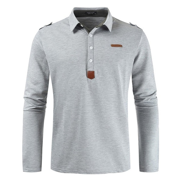 New Brand Men's Solid Long Sleeve Polo Shirt Men Autumn Full Sleeve Warm Shirts Casual Pocket Tops Plus Size Turn-down Collar