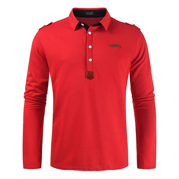 New Brand Men's Solid Long Sleeve Polo Shirt Men Autumn Full Sleeve Warm Shirts Casual Pocket Tops Plus Size Turn-down Collar