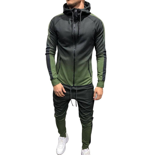 2019 Autumn Casual Men Tracksuit Sets Fashion 3DGradient Sweatsuit Hoodies Sweatshirt Sweatpants Slim Joggers Gym Pants Suit Man