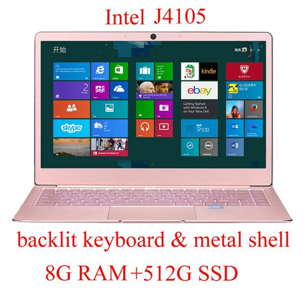 J3355 J3455 J4105 intel Laptop 8G DDR3 RAM 128 256 512 1024 G SSD Laser Backlit Keyboard 14 Inch Gold Color Notebook Computer