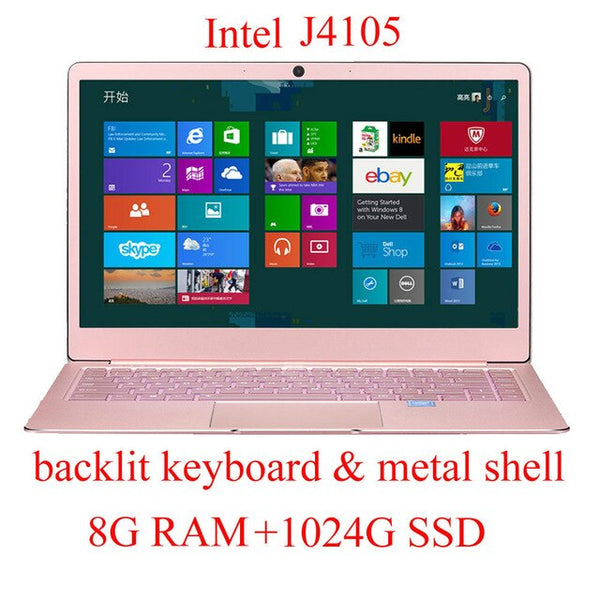 J3355 J3455 J4105 intel Laptop 8G DDR3 RAM 128 256 512 1024 G SSD Laser Backlit Keyboard 14 Inch Gold Color Notebook Computer