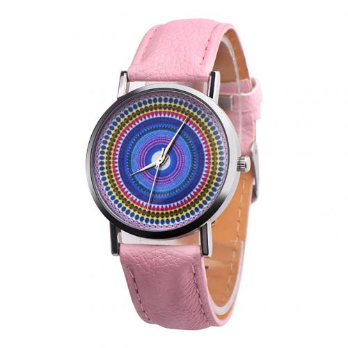 Ethnic Style Faux Leather Band Women Round Quartz Wrist Watch Jewelry Gift montre femme Ladies Dress Watches Gift Luxury