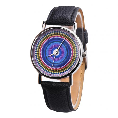Ethnic Style Faux Leather Band Women Round Quartz Wrist Watch Jewelry Gift montre femme Ladies Dress Watches Gift Luxury