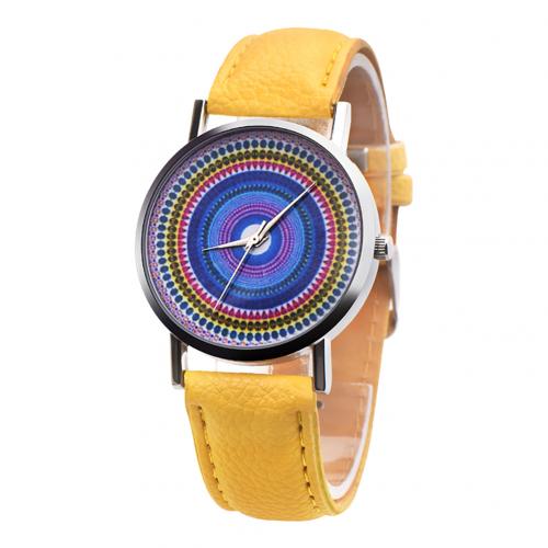 Ethnic Style Faux Leather Band Women Round Quartz Wrist Watch Jewelry Gift montre femme Ladies Dress Watches Gift Luxury