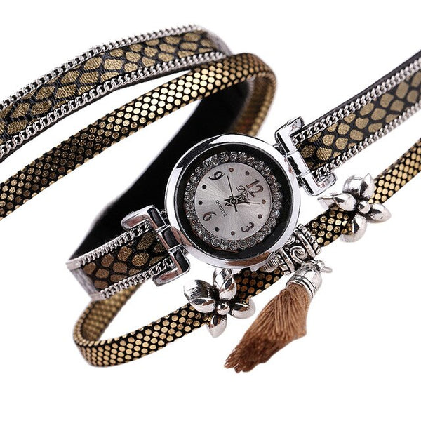 DUOYA Brand Sport Watches Women 2019 New Bracelet Quartz Watch Women Silver Leather Fashion Casual Tassel Jewelry Wristwatches