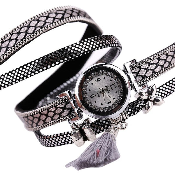 DUOYA Brand Sport Watches Women 2019 New Bracelet Quartz Watch Women Silver Leather Fashion Casual Tassel Jewelry Wristwatches