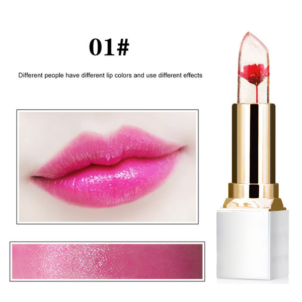 3 Colors Color Changing Jelly Flower Lip Balm Lasting Hygienic Lipstick Moisturizing Anti Fine Lines Makeup Lip Gloss TSLM2