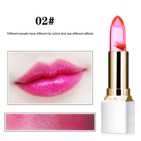 3 Colors Color Changing Jelly Flower Lip Balm Lasting Hygienic Lipstick Moisturizing Anti Fine Lines Makeup Lip Gloss TSLM2