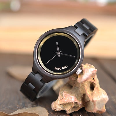 BOBO BIRD LP16 Fashion Watches Women Timber Top Luxury Timepieces Wood Black Female Horologe as Lady Accessories Jewelry
