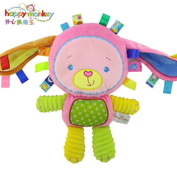 Happy Monkey Kids Baby Cute Plush Rattle Stuffed Animal Infant Educational Learning Toys Gift for Toddler Children 0-12 month
