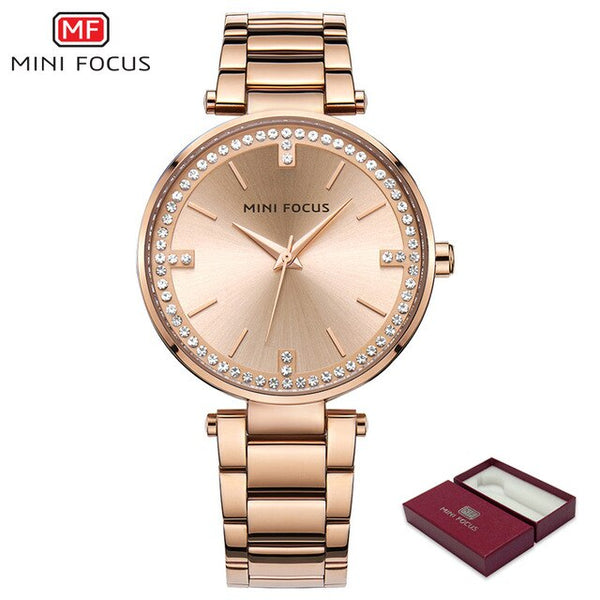 MINI FOCUS Fashion Women Watches Gold Bracelet Luxury Brand Ladies Watch Jewelry Diamond Dress Waterproof montre femme 2018 luxe