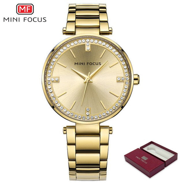 MINI FOCUS Fashion Women Watches Gold Bracelet Luxury Brand Ladies Watch Jewelry Diamond Dress Waterproof montre femme 2018 luxe