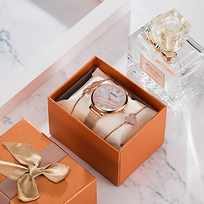 Naidu Rose Gold Watches Women Set Luxury Jewelry Bracelet Watches Set 2019 New Ladies Quartz Watch Gifts For Women Watch Box