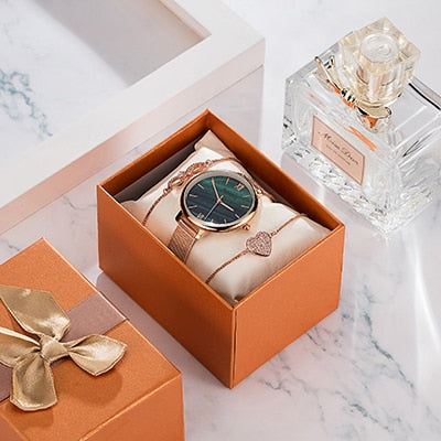 Naidu Rose Gold Watches Women Set Luxury Jewelry Bracelet Watches Set 2019 New Ladies Quartz Watch Gifts For Women Watch Box