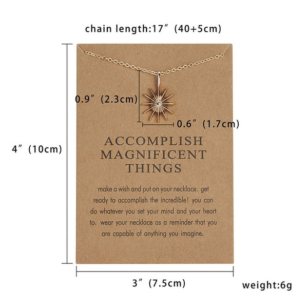 Fashion Tiny Dainty Flower Heart Pendant Necklace Wish Card Gold Charm Necklace Jewelry For Women Accessories Girlfriend Gifts
